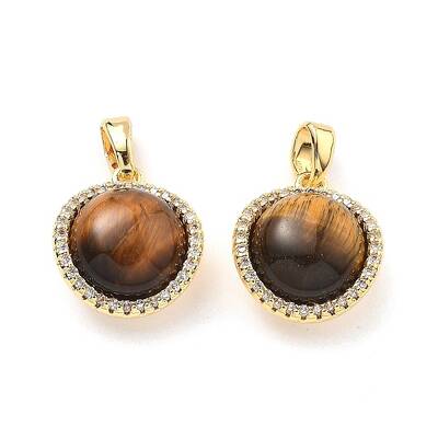 Brass Tiger Eye Round Ball Pendants