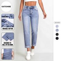 KatchMe Women's Street Mid-Rise Straight Leg Jeans, Cozy Fall Outfits for Women Lady, Chic Women's Bottom, Tapered Denim Trou...