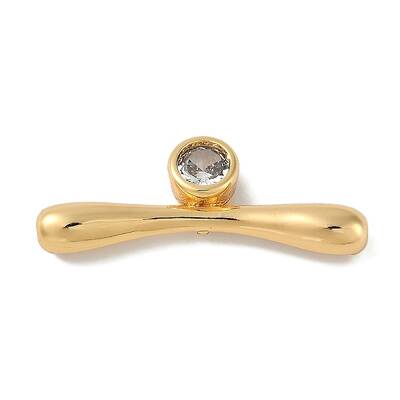 Brass Micro Pave Cubic Zirconia Beads