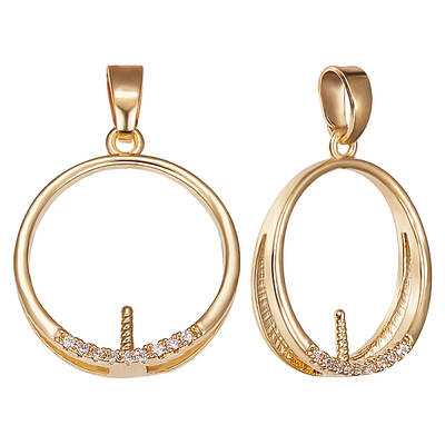 5Pcs Brass Micro Pave Clear Cubic Zirconia Peg Bail Pendants