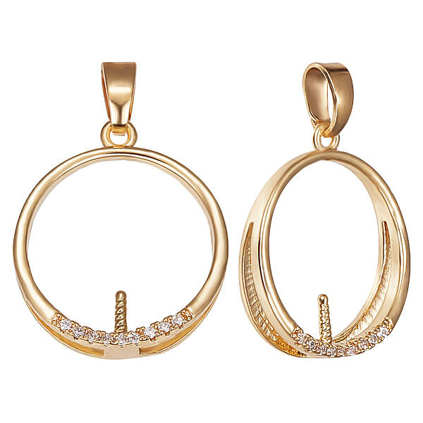 5Pcs Brass Micro Pave Clear Cubic Zirconia Peg Bail Pendants