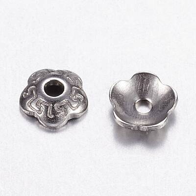 Tarnish Resistant 5-Petal 304 Stainless Steel Bead Cap