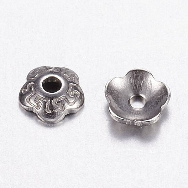 Tarnish Resistant 5-Petal 304 Stainless Steel Bead Cap