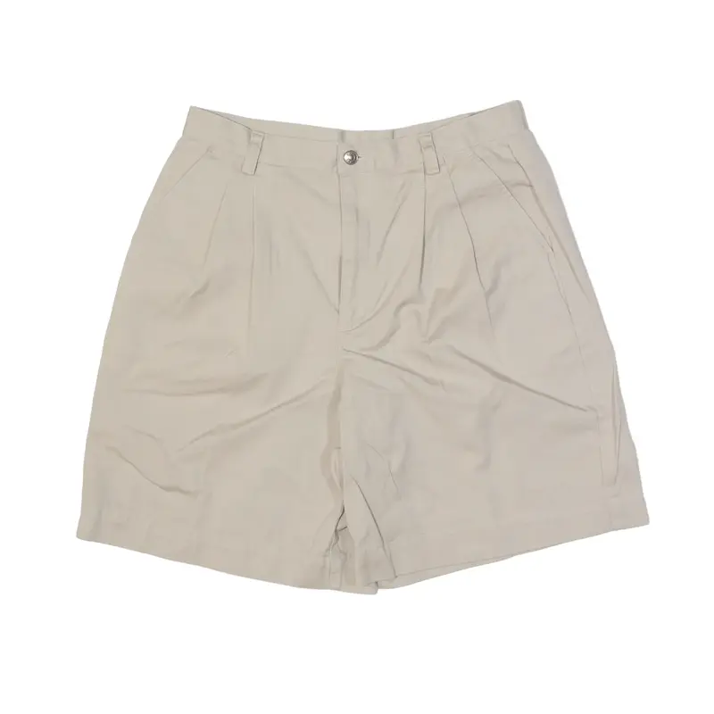 CRAZY HORSE Pleated Chino Shorts Beige Regular Womens S W28