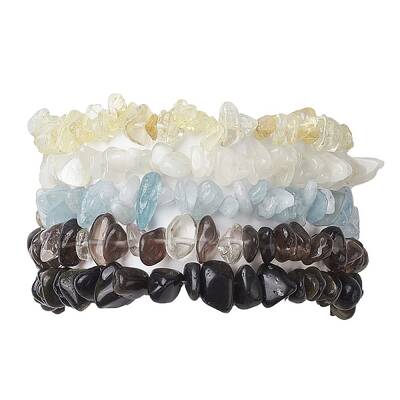 12 Constellation Natural Mixed Gemstone Chip Beaded Stretch Bracelets Sets for Women Men