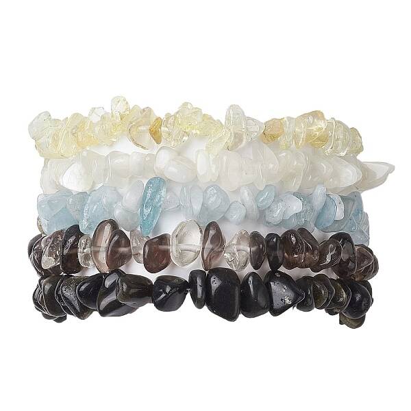 12 Constellation Natural Mixed Gemstone Chip Beaded Stretch Bracelets Sets for Women Men