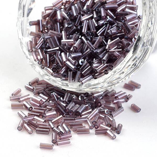 Transparent Colours Pearl Luster Plated Round Hole Glass Bugle Beads