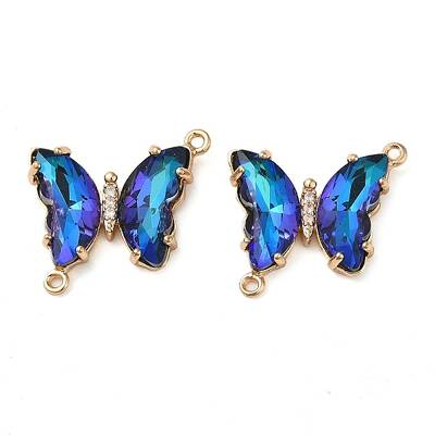Brass Pave Faceted Glass Connector Charms