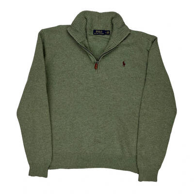 Ralph Lauren 1/4 Zip - Large Green Wool
