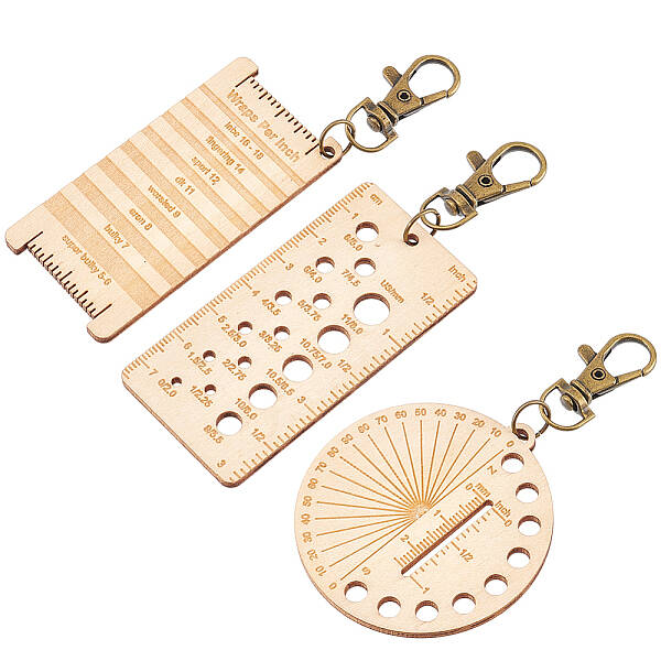 3Sets 3 Styles Blanched Almond Wood Keychains