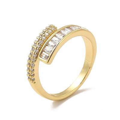 Clear Cubic Zirconia Rectangle Open Cuff Ring