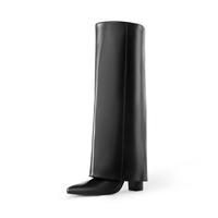 DREAM PAIRS Women's Knee High Boots Fold Over Chunky High Heels Long Boots Zipper Pointed Toe Dress Tall Boots Party Fashion ...
