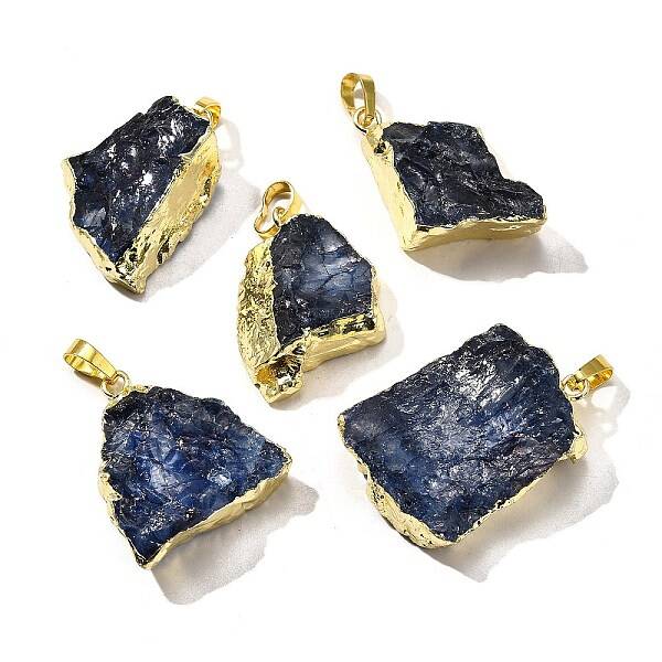 Raw Rough Natural Dyed Quartz Crystal Pendants