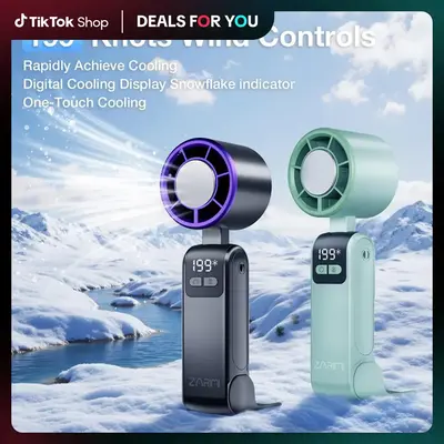 Father's Day Gift ZARIMI Portable Handheld Turbine Fan - 5-Speed Wind Power, Fast Cooling Plate, Digital Display, Type-C Char...