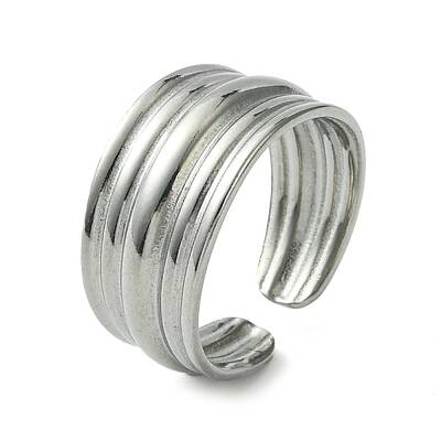 Non-Tarnish 304 Stainless Steel Grooved Open Cuff Ring