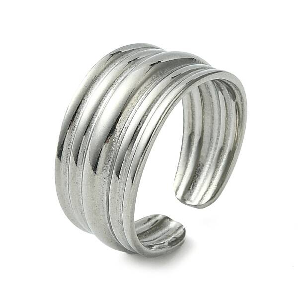 Non-Tarnish 304 Stainless Steel Grooved Open Cuff Ring