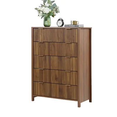 Giratree 4 5 Drawer Dressers for Bedroom, Modern Closet Chest of Drawers with Waveform Fluted Panel, Large Wood Storage Dress...