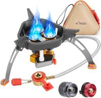WADEO 7200W Windproof Camping Stove, Camping Gas Stove with Piezo Ignition, Two Fuel Canister Adapter, Carry Case, Portable S...