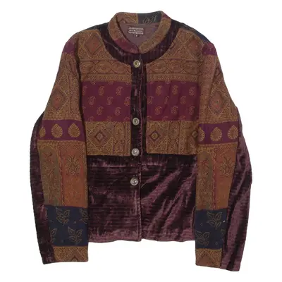 NID D'ABEILLE Womens Jacket Maroon Velvet Wool 90s Paisley XXS