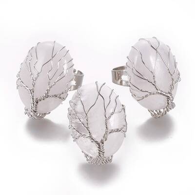 Adjustable Natural Quartz Crystal Finger Rings