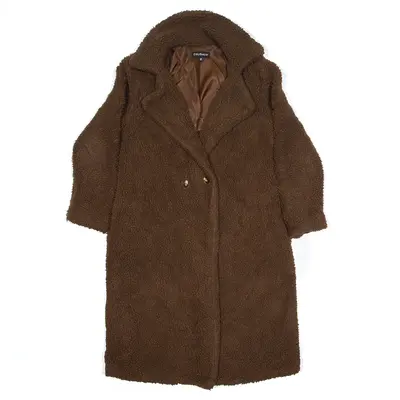 EILLY BAZAR Teddy Fleece Jacket Brown Womens XS