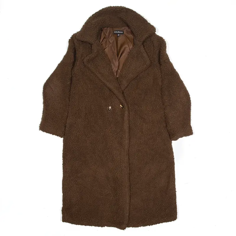 EILLY BAZAR Teddy Fleece Jacket Brown Womens XS