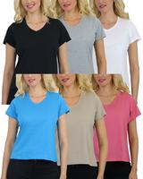 Women's Multi Pack Short Sleeve Cotton V-Neck Tees