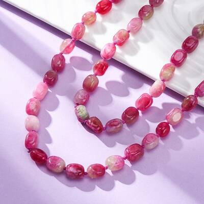 Natural Dyed Malaysia Jade Tumble Stone Nuggets Beaded Long Necklaces for Women