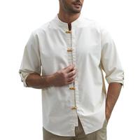 Zaitun Men's Linen Shirt Casual Buttons Down Roll-Up Sleeve Shirt Summer Zen Style T-shirts