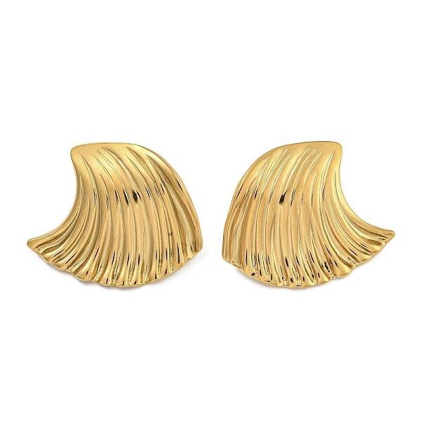 304 Stainless Steel Ocean Wave Stud Earrings for Women