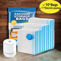 Summer Vacuum Storage Bag with Electric Pump, 10pcs Multi Size Vacuum Clothes Storage Bag & 1 Count Pump With/without 3 Count...