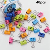 Cute Face Smile Long Tail Clip, 40pcs Random Color Bill Tail Clip, Office Clip, Stationery Supplies for Home School Office