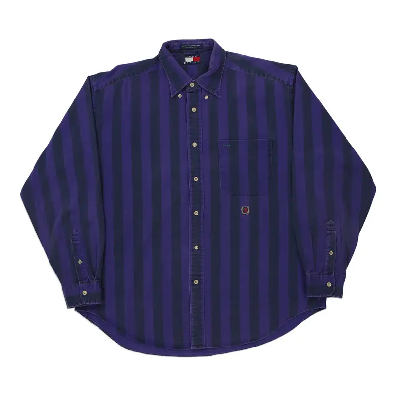 Tommy Hilfiger Striped Shirt - Large Purple Cotton
