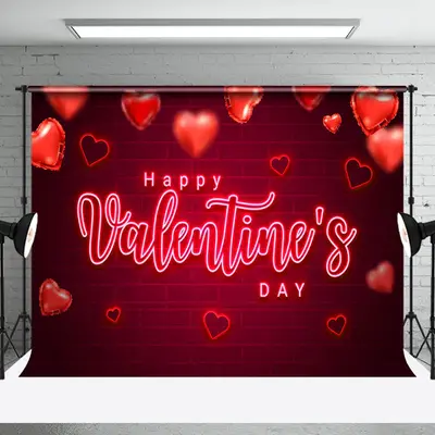 Aperturee Red Love Balloon Bricks Wall Valentines Day Backdrop | Diy Valentine Photo Backdrop | Happy Valentines Day Banner |...