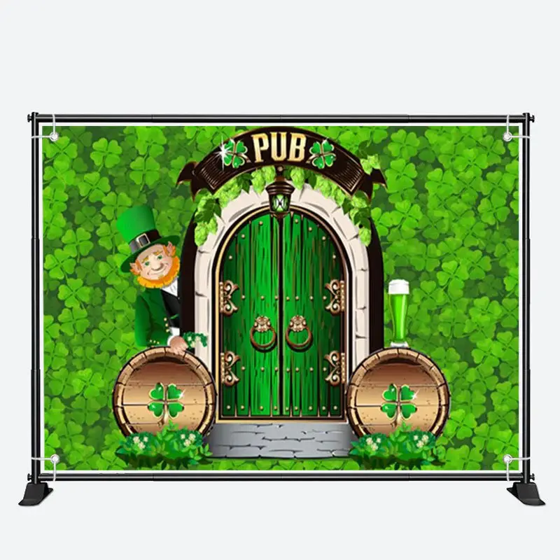 Pub Door Dense Green Clover St Patricks Day Backdrop - Aperturee