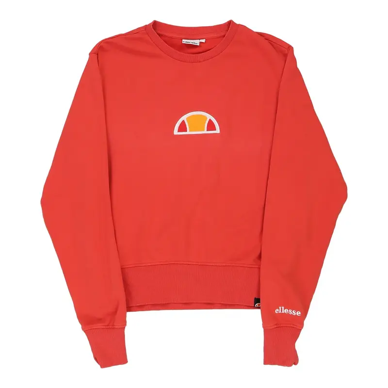 Ellesse Sweatshirt - Medium Red Cotton Blend