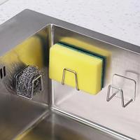 Stainless Steel Kitchen Sink Storage Rack, Punch Free Kitchen Sink Storage Rack with Hooks, Kitchen Storage Organizer, Home O...