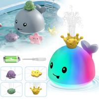 Whale Bath Toys Water Sprinkler Toy with Light & 4 Water Nozzle of Random Color Spray Sprinklers, Light Up Whale/Crab Design ...