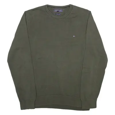 TOMMY HILFIGER Mens Jumper Green Tight Knit L