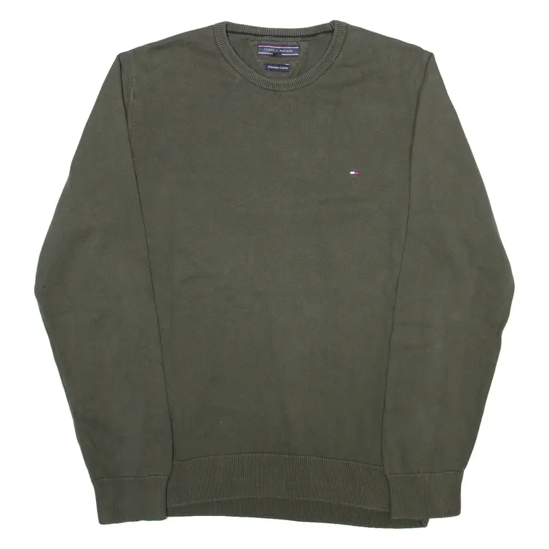 TOMMY HILFIGER Mens Jumper Green Tight Knit L
