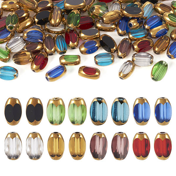 80Pcs 8 Colors Electroplate Glass Beads Strands