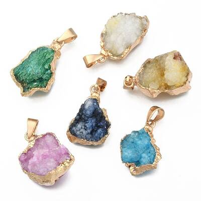 Natural Druzy Agate Pendants