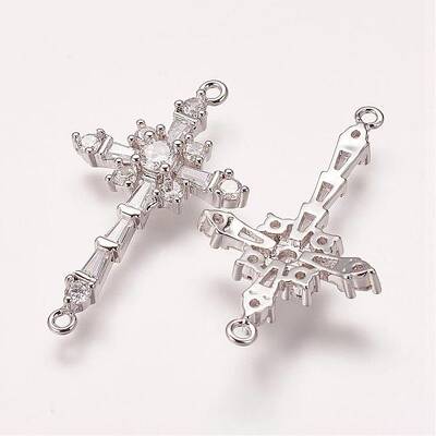 Brass Micro Pave Cubic Zirconia Links