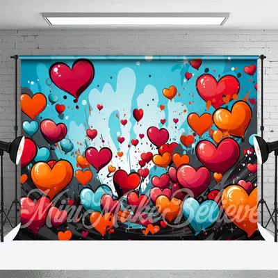 Heart Painting Water Wave Valentines Day Backdrop - Aperturee