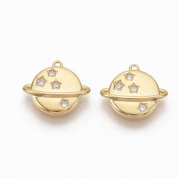 Brass Micro Pave Clear Cubic Zirconia Charms