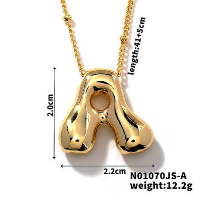 Simple and Stylish Brass Letter Pendant Satellite Chain Necklaces for Women Men