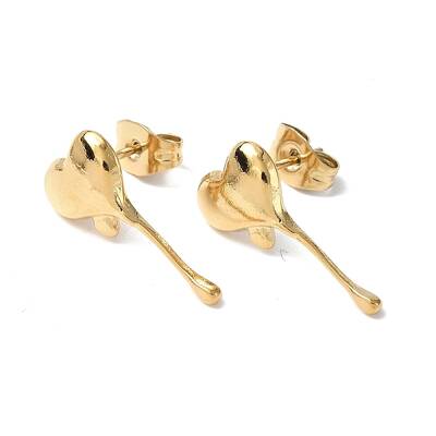 Ion Plating(IP) 304 Stainless Steel Melting Heart Stud Earrings for Women