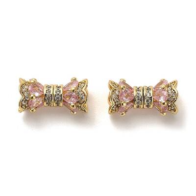 Brass Micro Pave Cubic Zirconia Beads