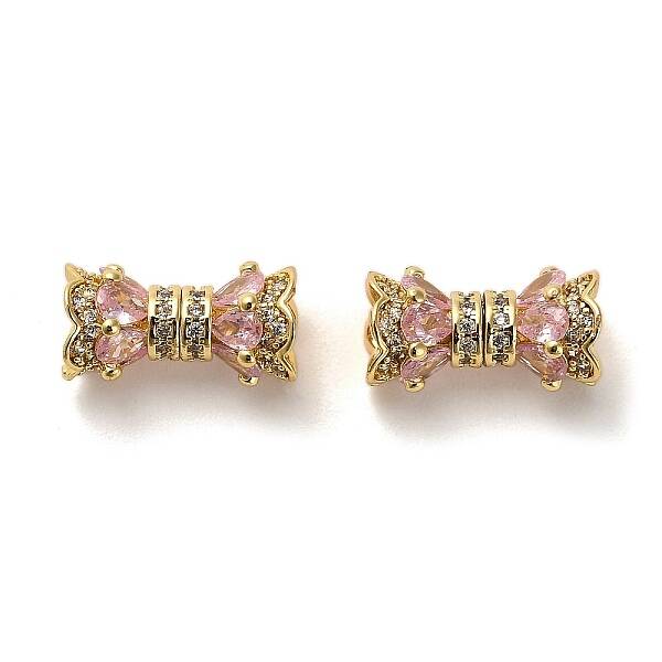 Brass Micro Pave Cubic Zirconia Beads