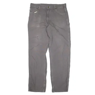 CARHARTT Carpenter Workwear Denim Trousers Grey Loose Straight Mens W38 L36